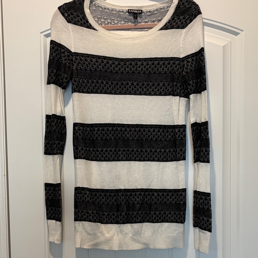Express Black and Cream Patterned Sweater